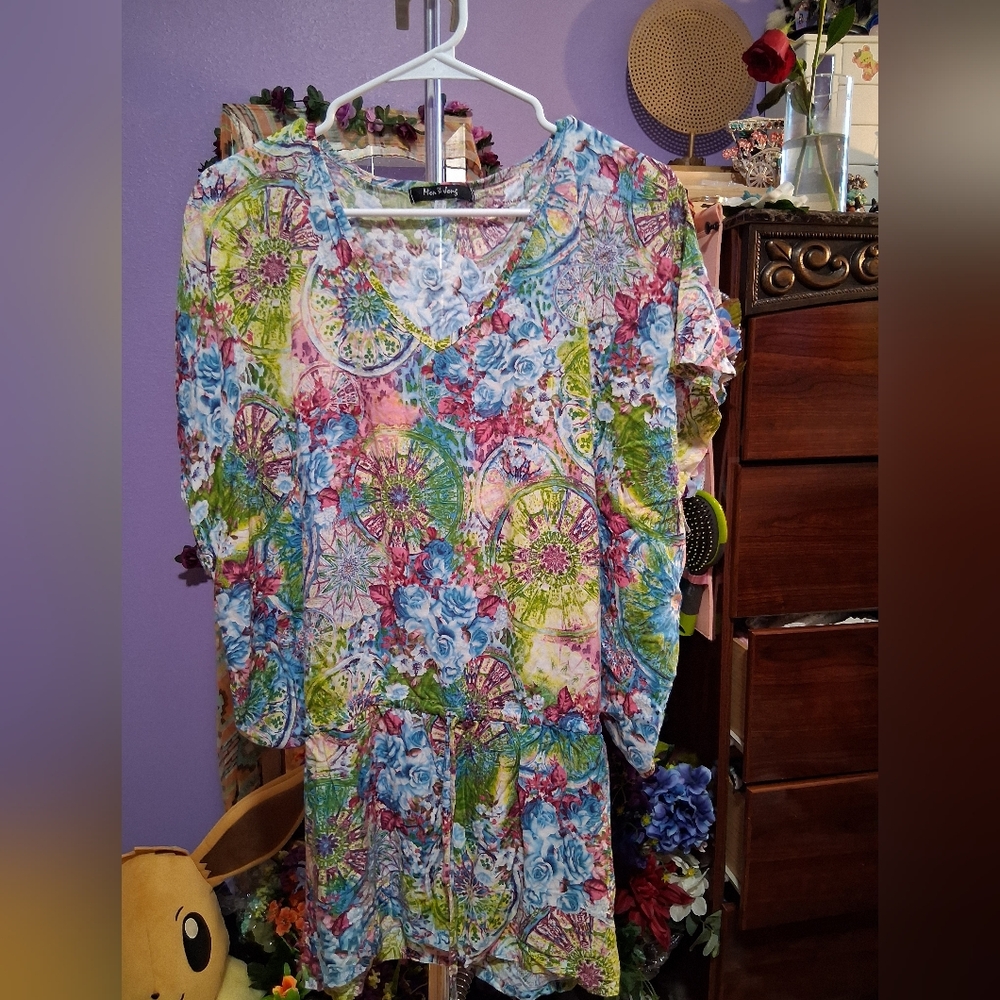 Ashley By 26 International Colorful Floral Tunic